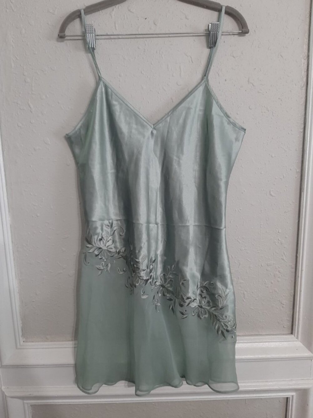 Vintage 90s fairycore whimsy coquette nightgown lingerie slip dress green med